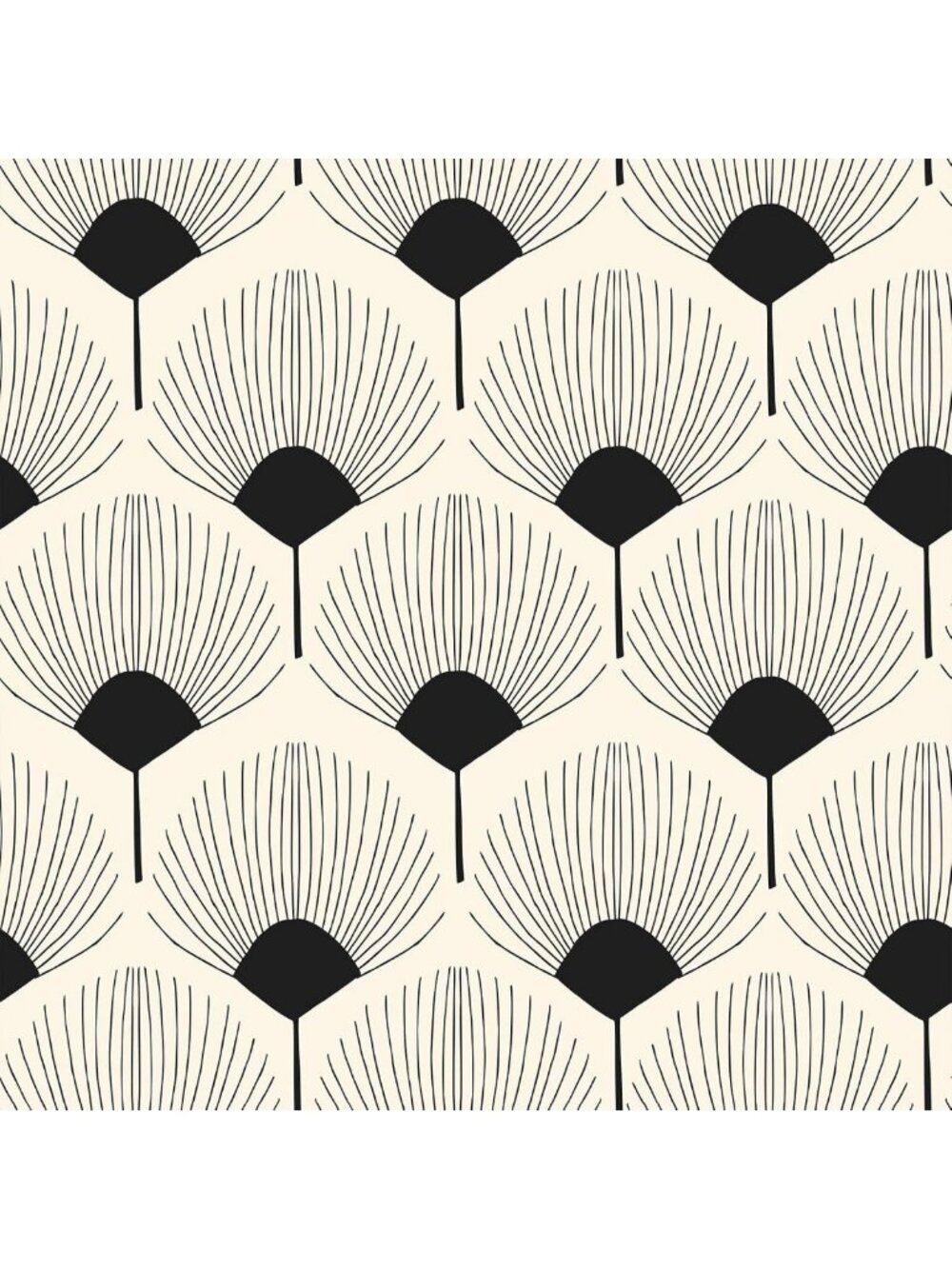 Modern Beige & Black Geometric Peel and Stick Wallpaper - Boho Art Deco Accent